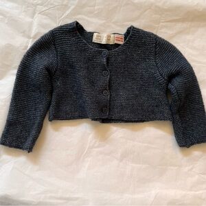 Zara Mini Blue/Gray Wool Blend Knit Cardigan Sweater